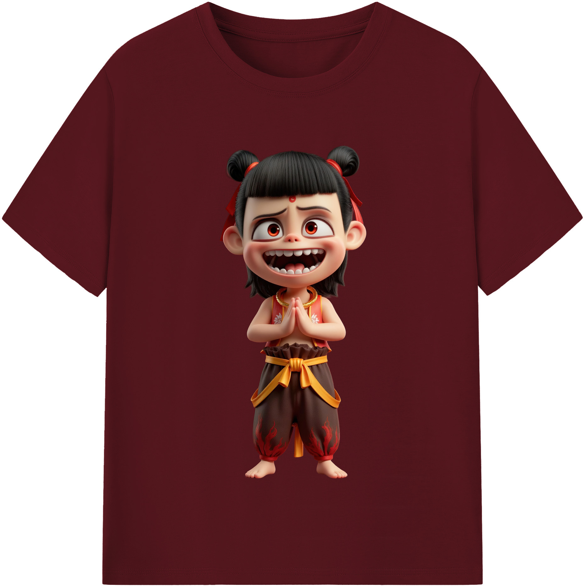 （画像用） Ne Zha 2 ナタ 魔童の大暴れ 綿100％半袖Tシャツ（フロントプリント）